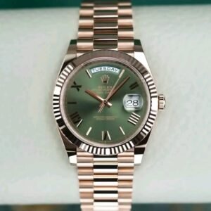 rolex watch repair​ Rolex Day-Date 40 228235 Everose Gold Olive Dial Front View – Rolex Watch Repair