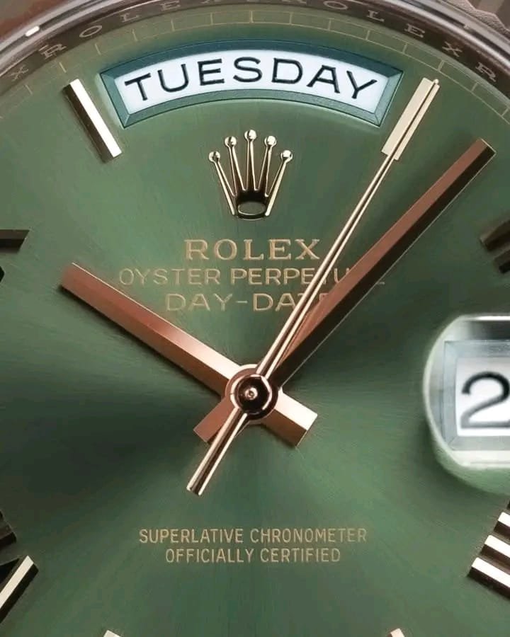 Rolex Day-Date 40 Olive Dial Close-Up – Rolex Watch Repair