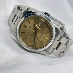 Rolex men's rolex watch golden​ Oysterdate 6694 Stainless Steel Angled Case View – Men's Rolex Watch Golden