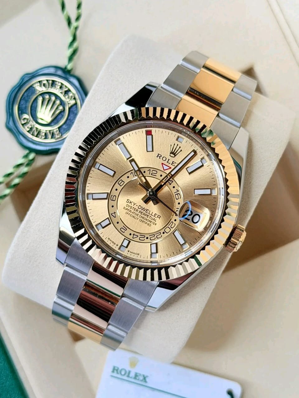 gents gold rolex watches Rolex Sky-Dweller 336933 Two-Tone Champagne Dial Front View 2025 – Gents Gold Rolex Watches