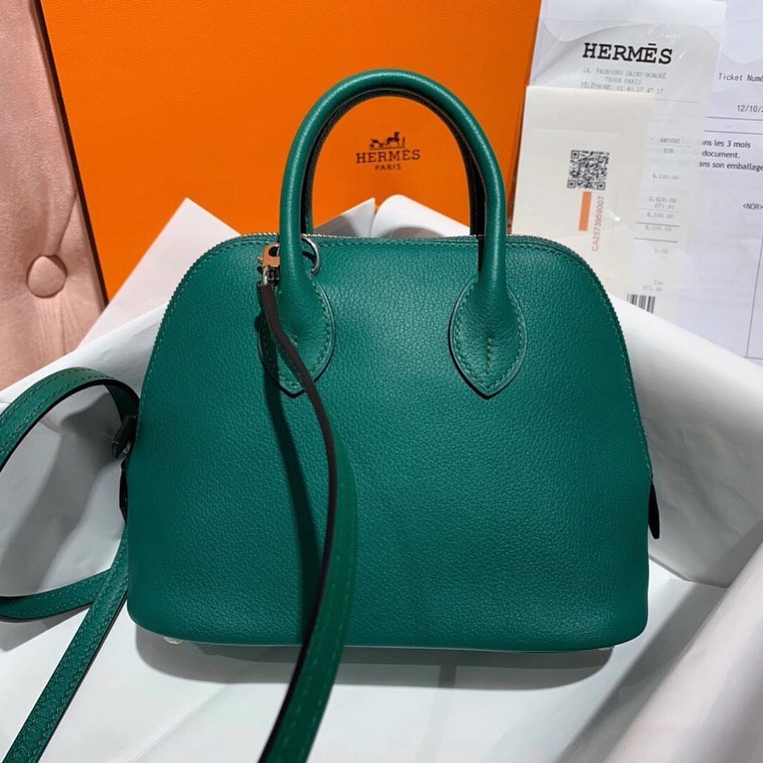 Hermès Mini Bolide 19 Green Complete Accessories Presentation
