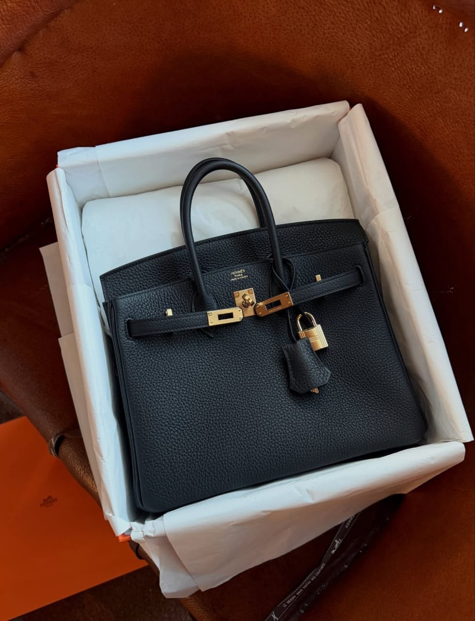 Hermès Birkin 25 Black Permabrass Hardware Full Set