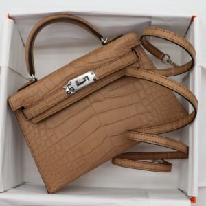 Hermès Mini Kelly II Chai Matte Alligator Back PHW Exotic handbag charles keith​