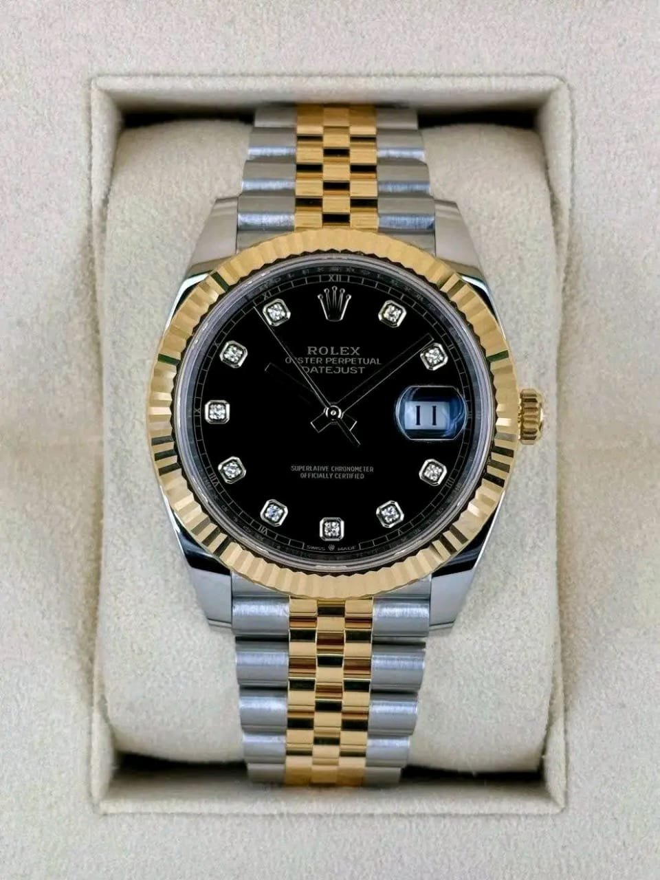 Rolex Datejust Black Diamond Dial Close-Up