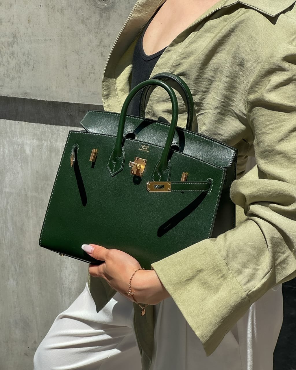 Hermès Birkin 25 Sellier Vert Fonce Edge Stitching Close-Up