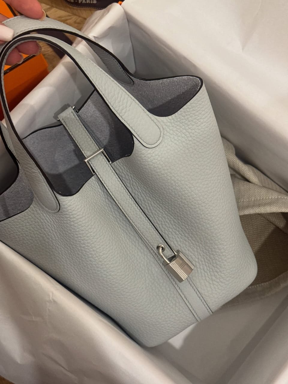 hermes picotin 18 Bleu Pale Front Strap Padlock PHW hermes picotin