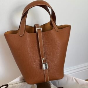Hermès Picotin 18 Brown Gold PHW with Original Orange Box gold handbag