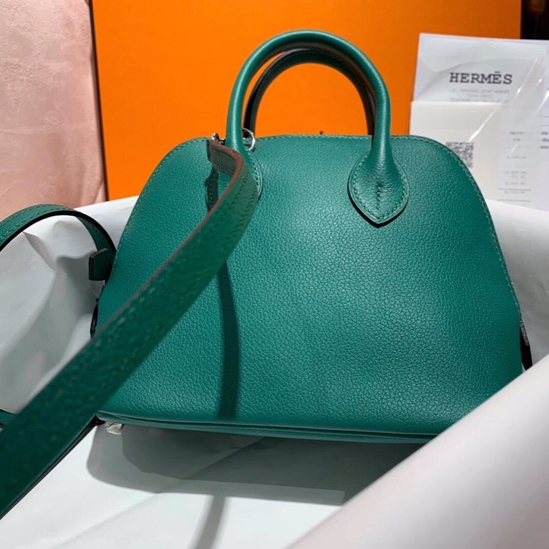 Hermès Mini Bolide 19 Green Front Signature Zipper Design\ lululemon handbags purses