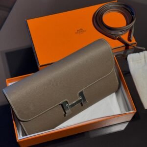 Hermès Constance Elan Long Wallet Etoupe Epsom Front Gold Hardware types of handbags​