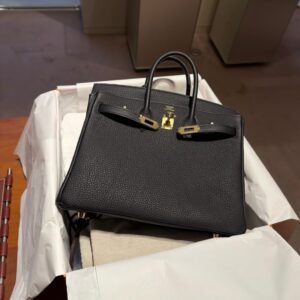 Hermès Birkin 25 Black Permabrass Front View buy birkin 25