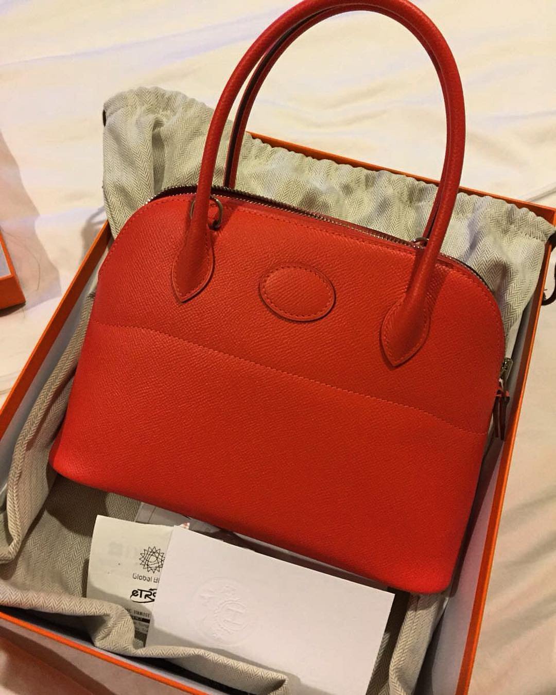 Hermès Bolide 27 Rouge Jaipur Epsom PHW with Orange Box Presentation designer handbags karl lagerfeld