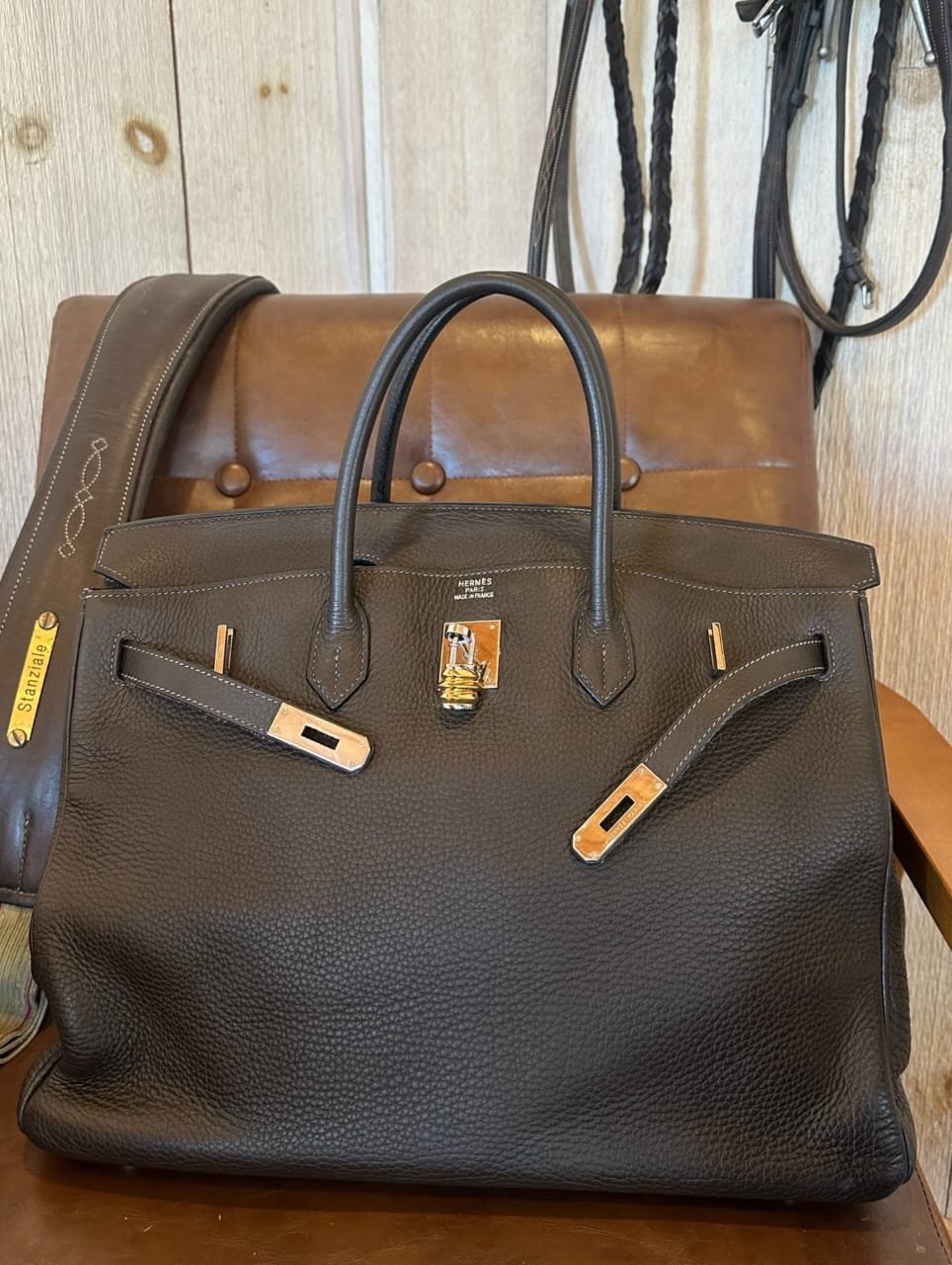 Hermès Birkin 40 Relaxed Front Turnlock Heritage Patina Equestrian