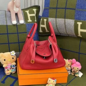 Hermès Lindy 30 Red Silver Hardware Front Trendy Scarlet carolina herrera handbags