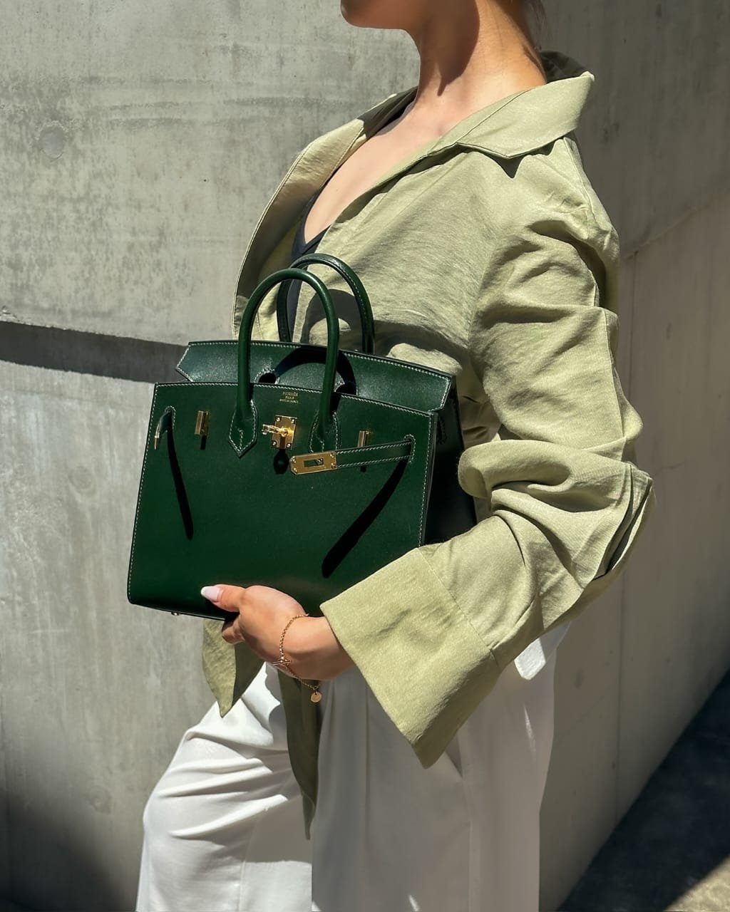 Hermès Birkin 25 Sellier Vert Fonce Complete Accessories Set
