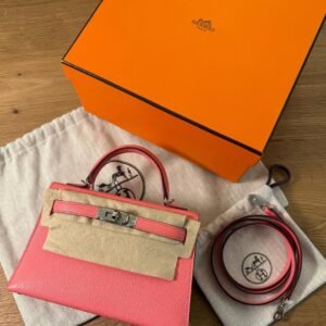 Hermès Mini Kelly Rosa Full Back Accessories Complete Set pink bags