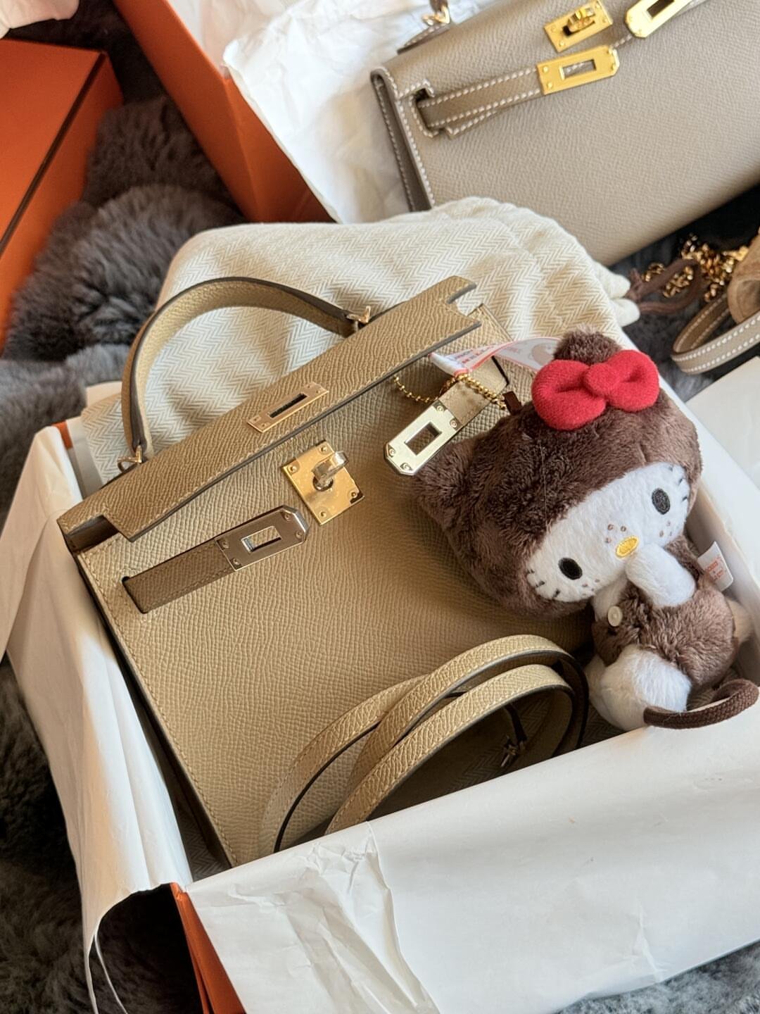 Hermès Mini Kelly II Milk Tea Complete Full Set Presentation