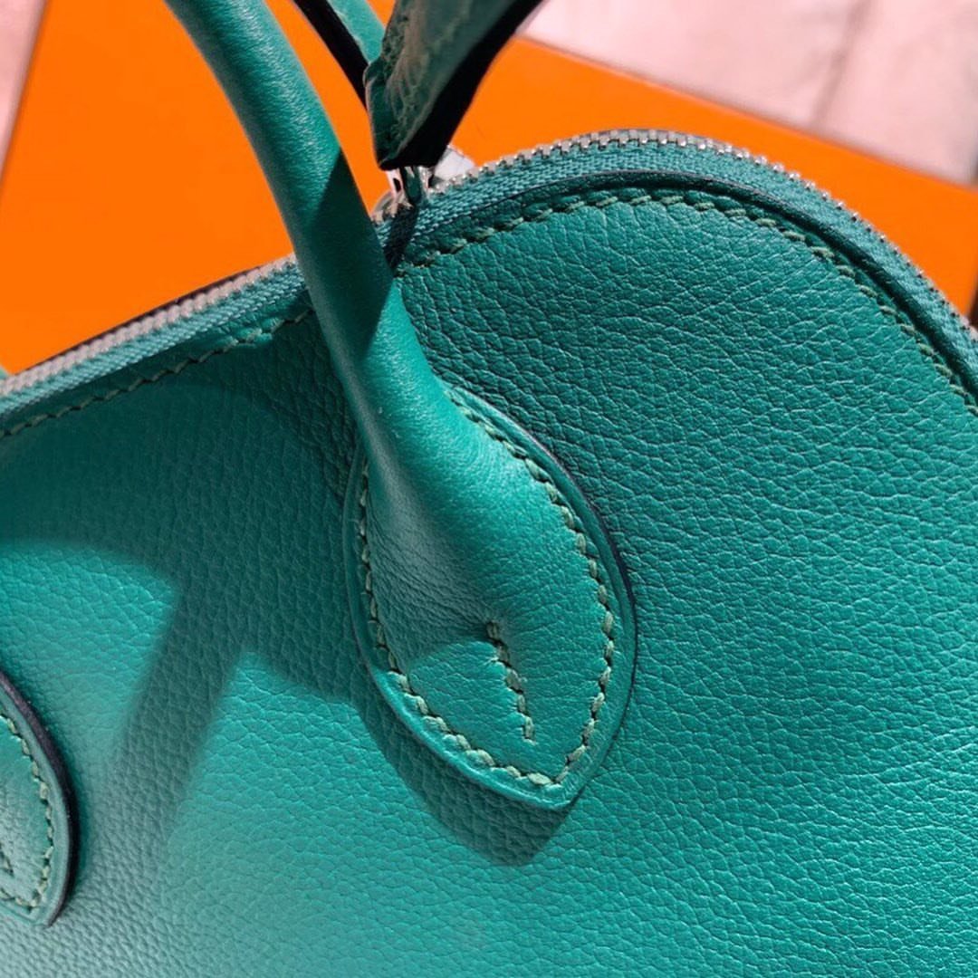 Hermès Mini Bolide 19 Green Premium PHW Hardware Macro