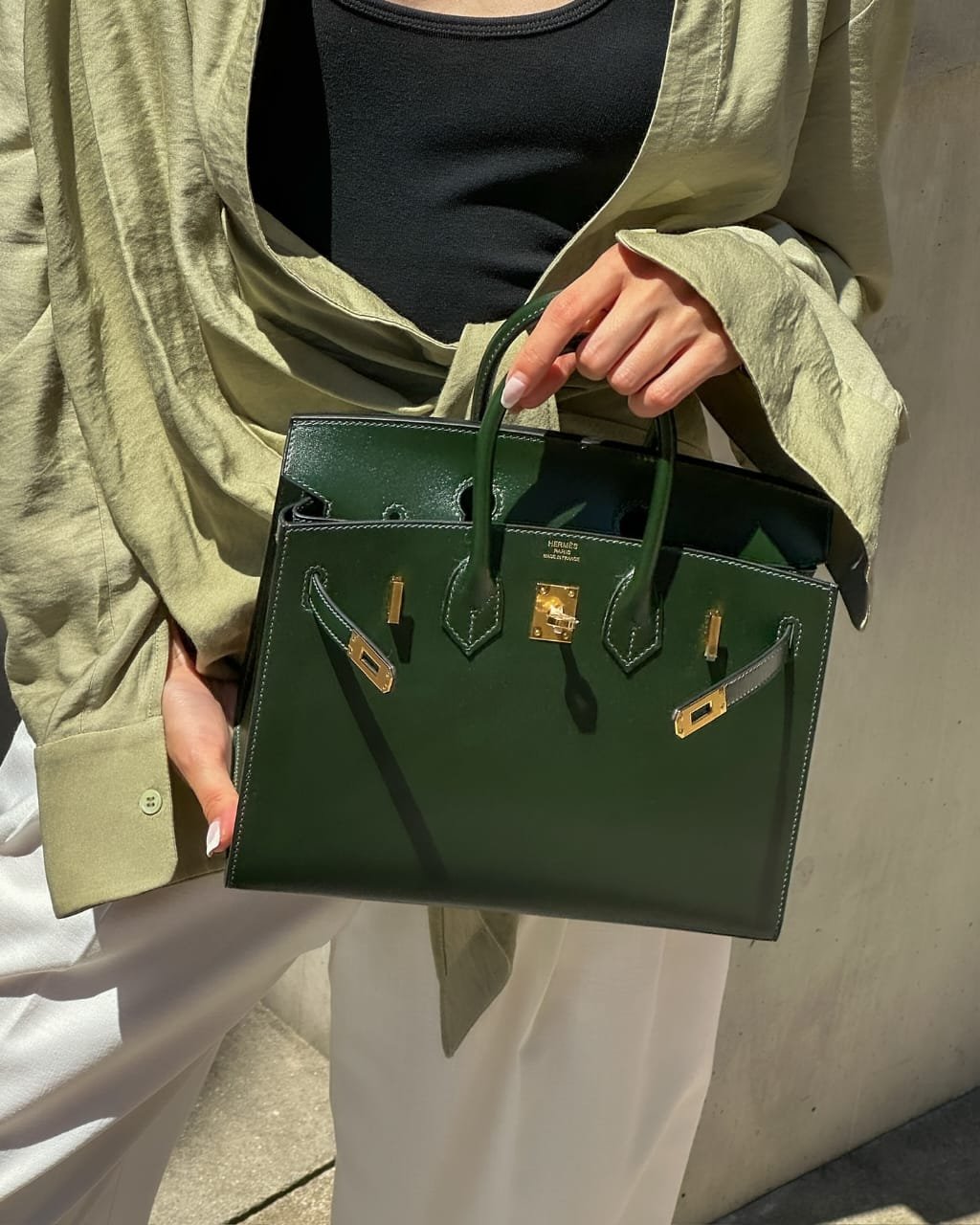 Hermès Birkin 25 Sellier Vert Fonce Gold Hardware Detail handbags for evening