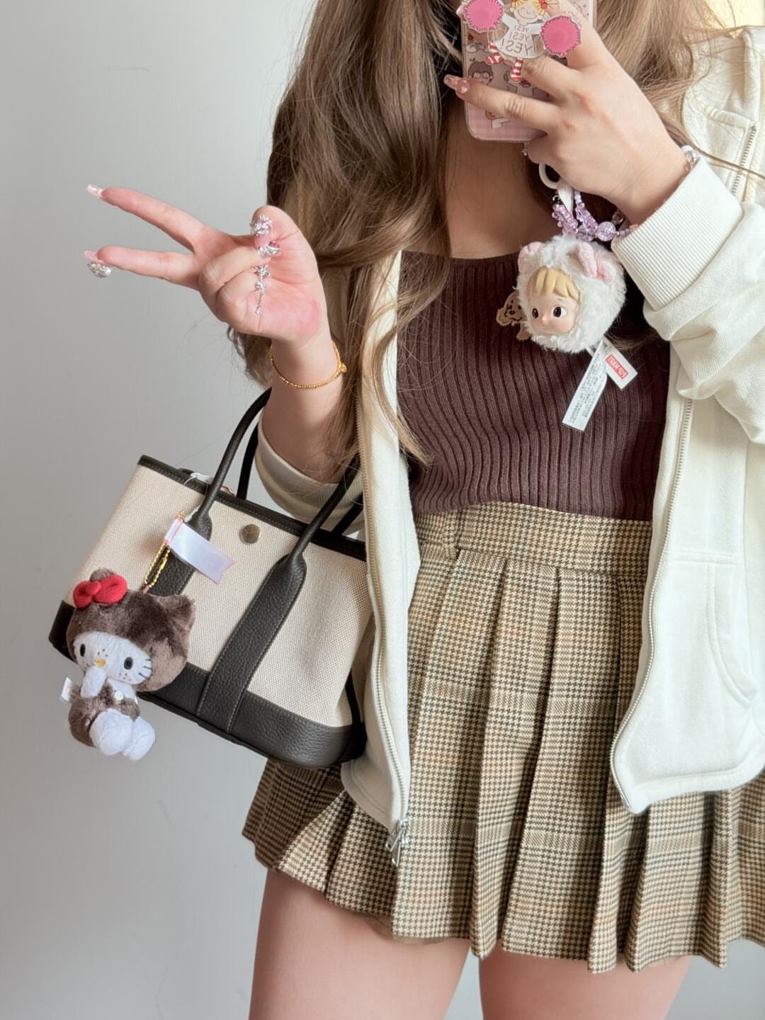 Hermès Mini Kelly II Milk Tea Lifestyle Shoulder Carry Chic