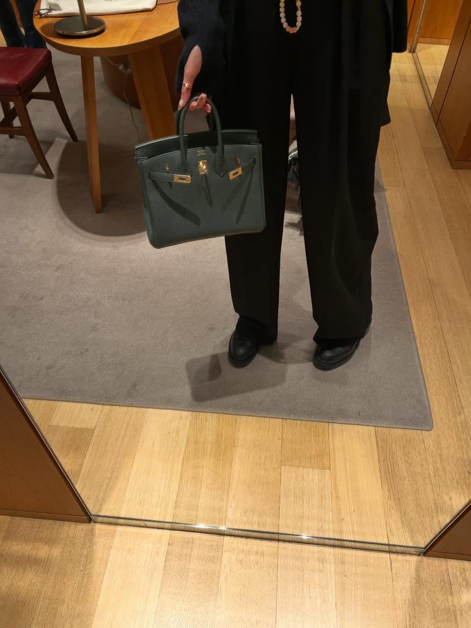 Pinnacle ideal handbag for travelling Hermès Birkin HAC 40 Gris Meyer + B25 Vert Mangrove - Image 5