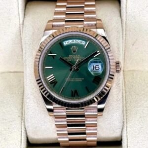 diamond watch rolex​ Rolex Day-Date Olive Green Roman Dial Macro