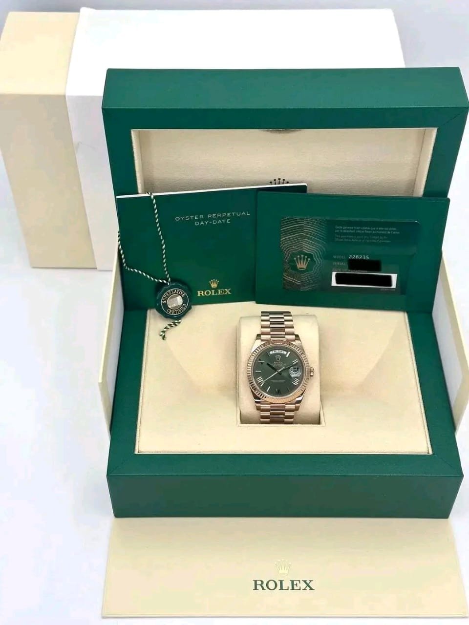 Rolex Day-Date 40 Everose Complete Double Box Set