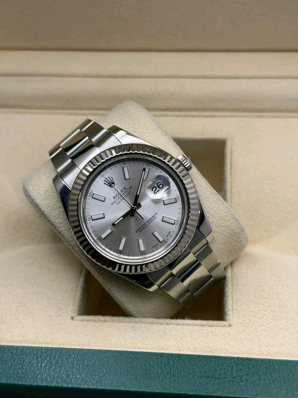 Rolex Datejust 116334 Top View platinum watch