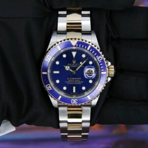 Rolex Submariner 16613LB Blue Sunburst Dial Detail where are rolex watches made​
