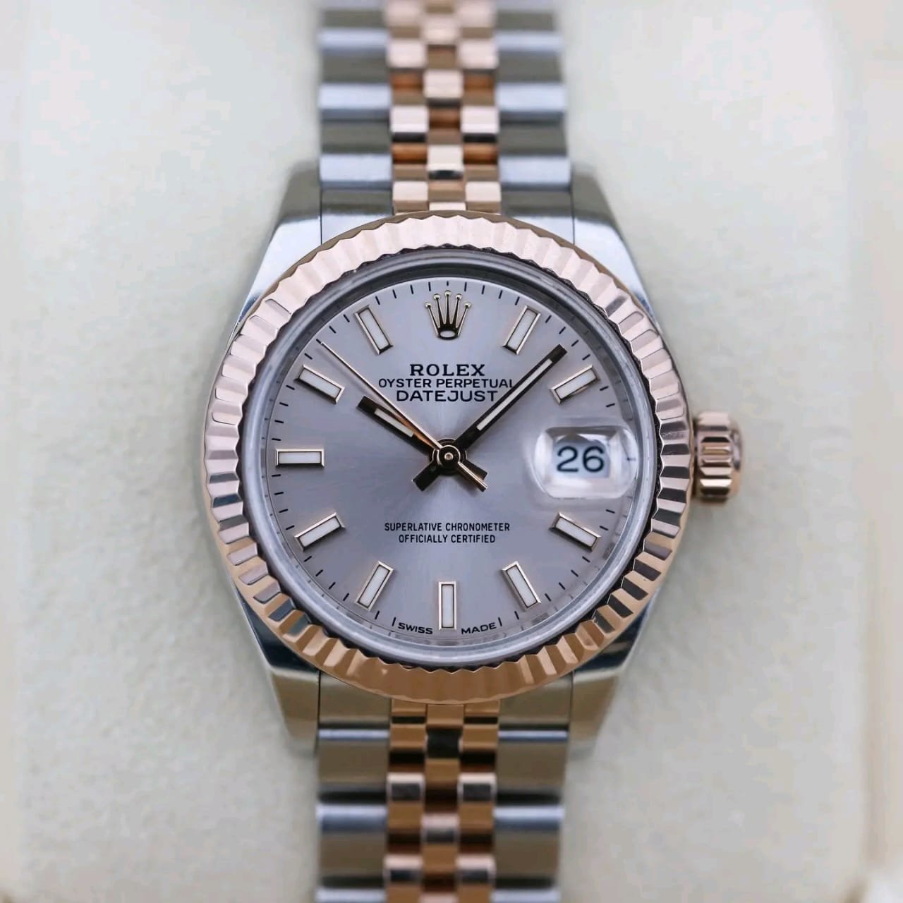 Rolex Datejust 279171 Rose Index Dial Close-Up