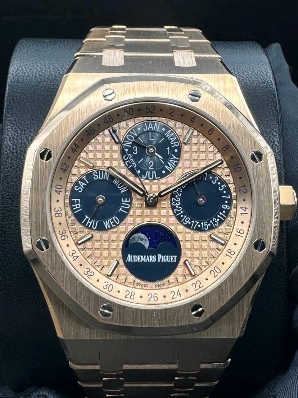 audemars piguet wrist watch price Audemars Piguet Royal Oak Perpetual Calendar Salmon Dial Close-Up