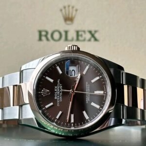 Rolex Datejust 126201 Chocolate Sunray Dial Close-Up gold rolex​