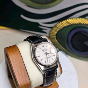 leather watch Rolex Datejust 16234 Fluted Bezel Close-Up