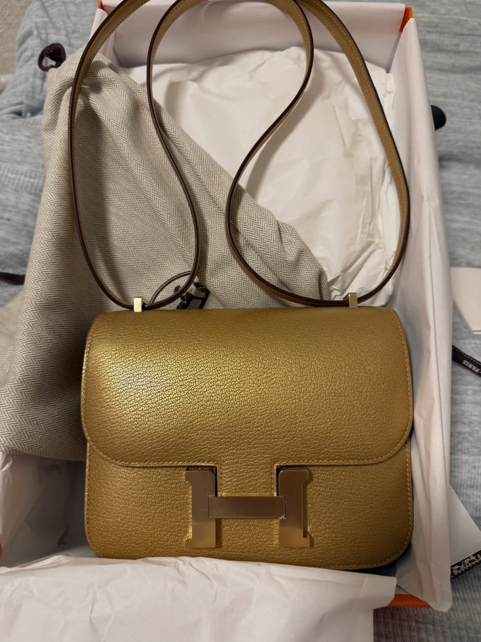 Hermès Constance 18 Doré Chèvre Permabrass Front 2025 Rare hermes constance
