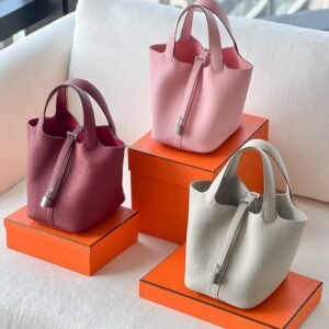 lifestyle view Image Title: Hermès Picotin 18 PHW Clemence W Stamp Lifestyle Collection