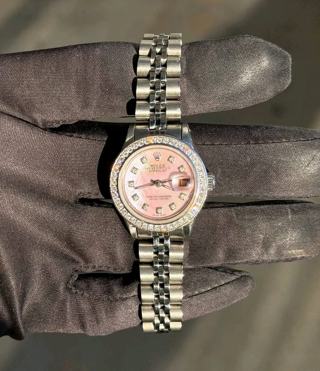 Rolex Datejust 69160 Pink MOP Dial Detail vintage cartier watch
