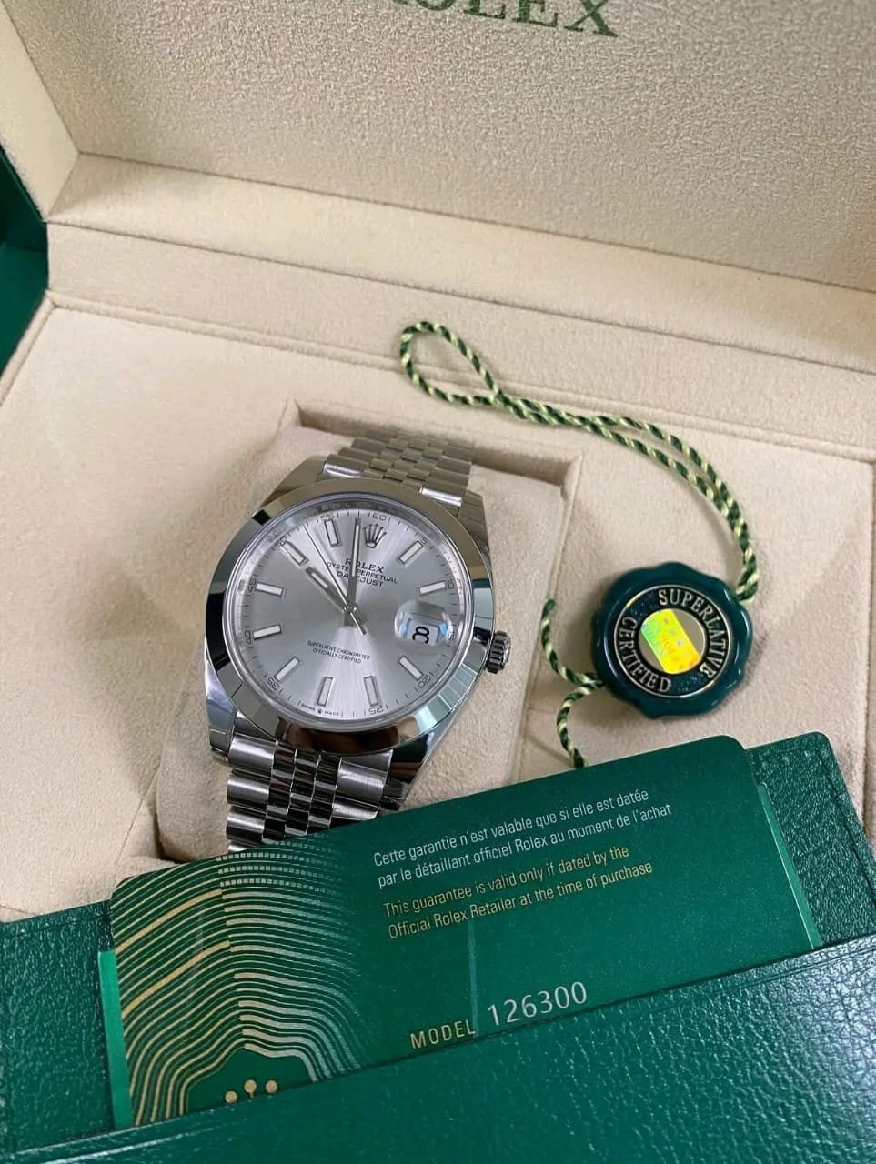 Rolex Datejust 126300 Full Set with Box, Papers, Tags & Warranty Card