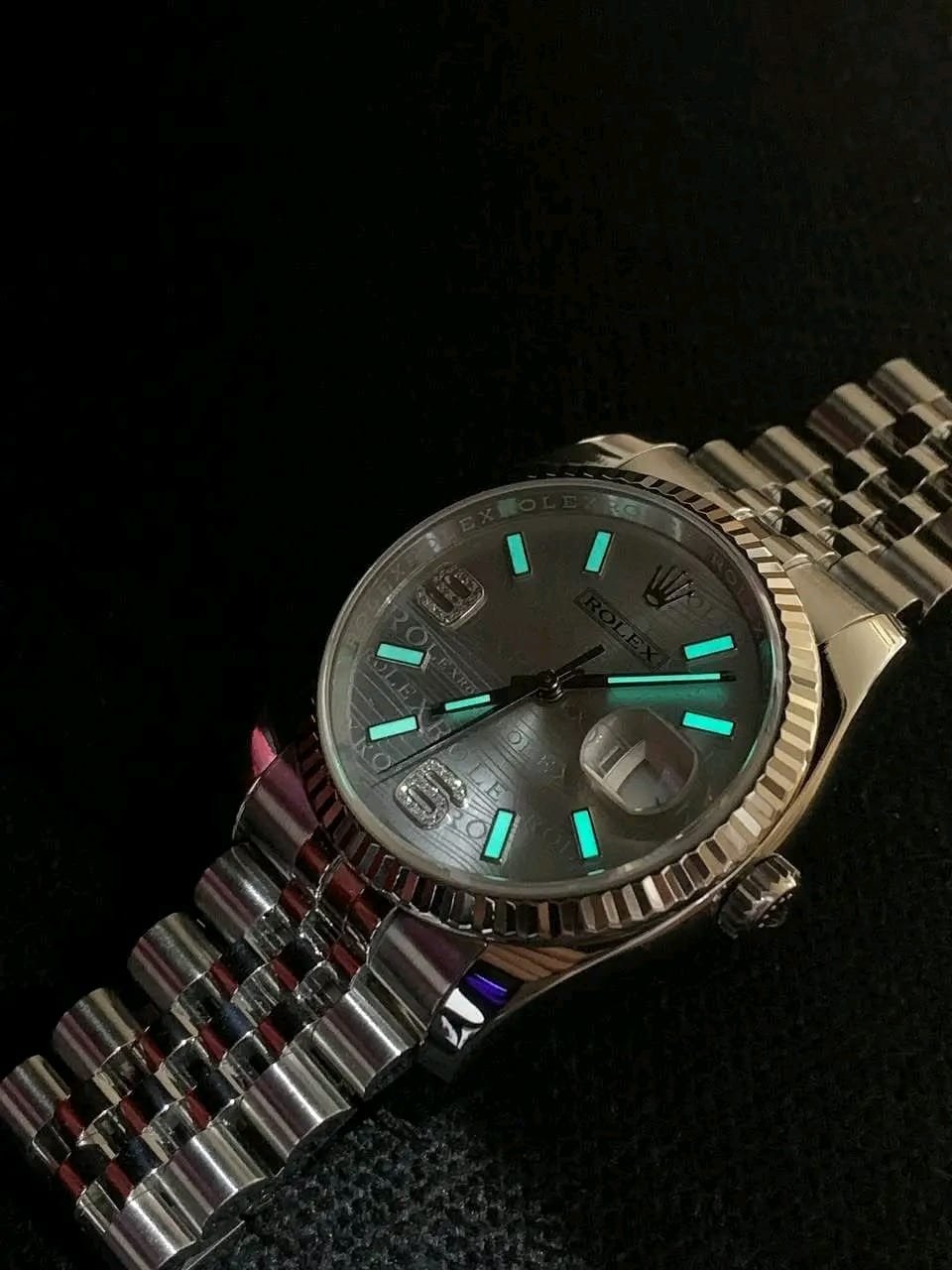 Rolex Ladies Datejust Pink Roman Dial Macro