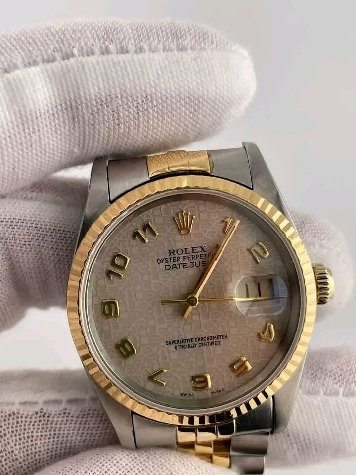 Rolex Datejust Cream Anniversary Dial Macro