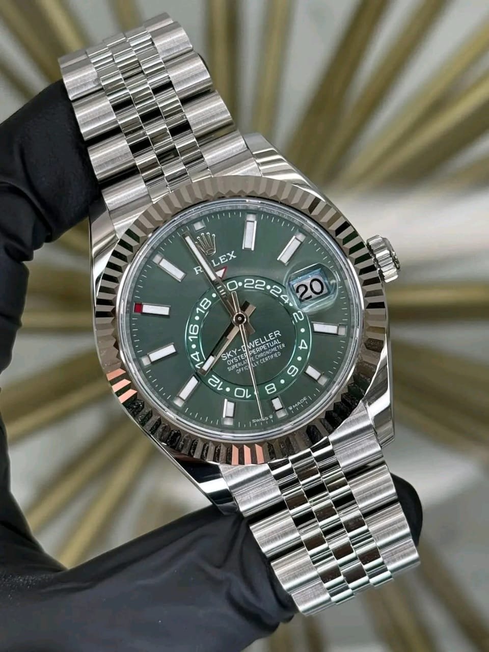 Rolex Sky Dweller Mint Green Dial Macro Detail