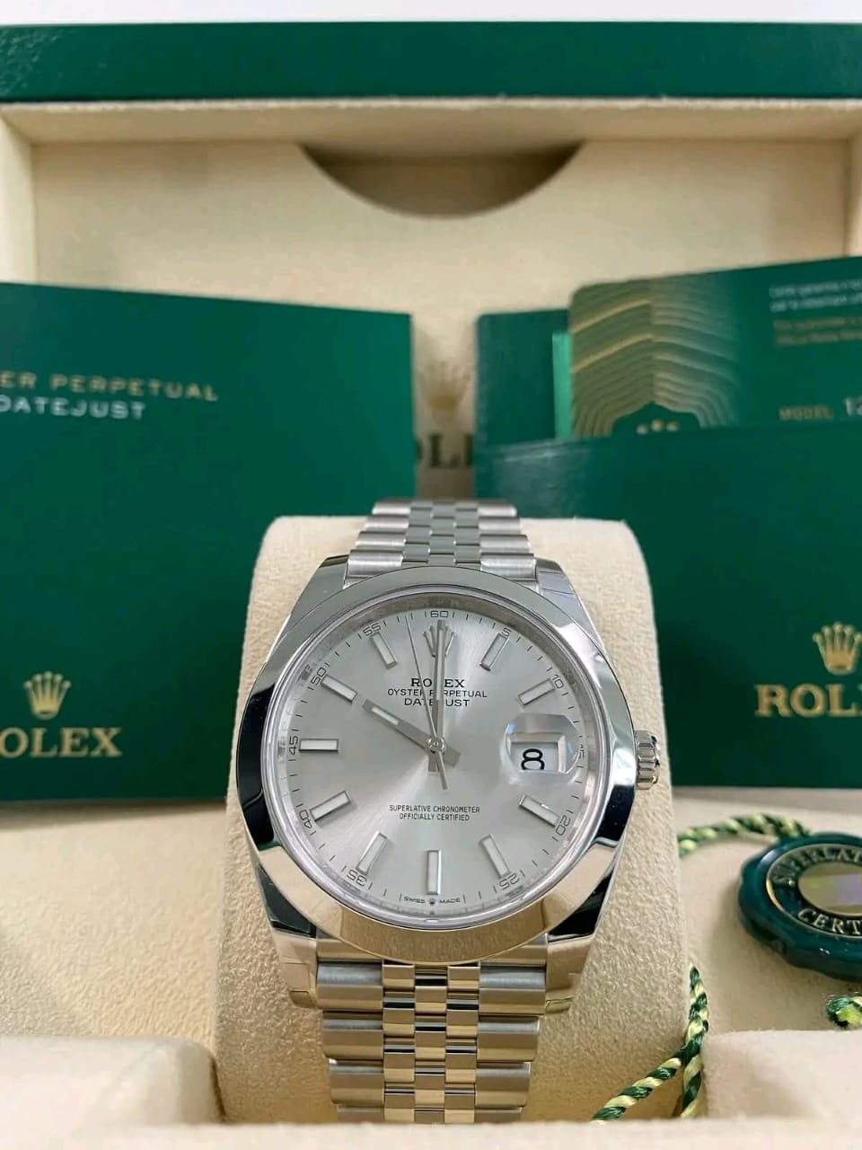 Rolex Datejust 126300 Silver Index Dial Front View