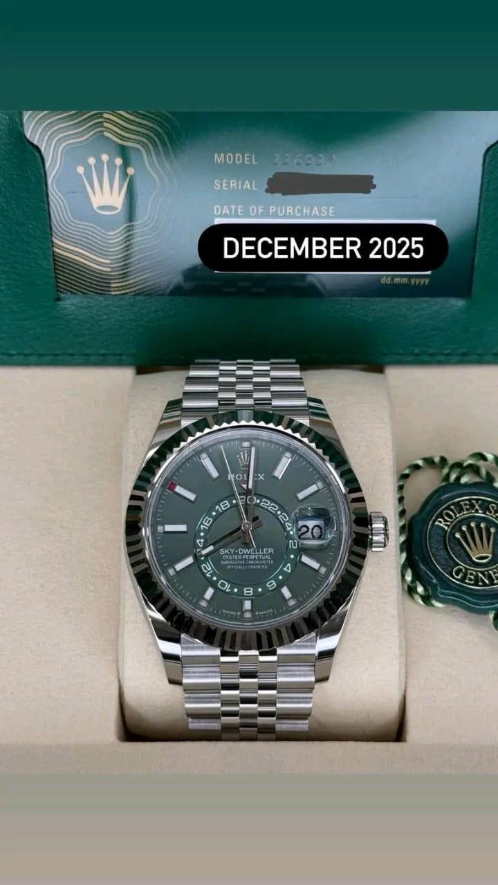 Green Face Rolex Sky Dweller Mint Dial Front View
