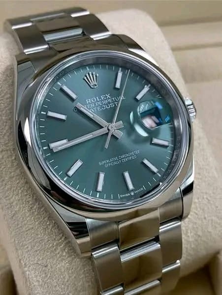 Rolex Datejust 126200 Mint Green Dial with Domed Steel Bezel