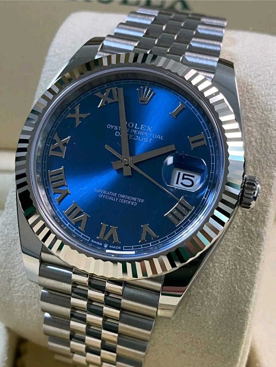 Rolex Datejust 126334 White Gold Fluted Bezel Close-Up