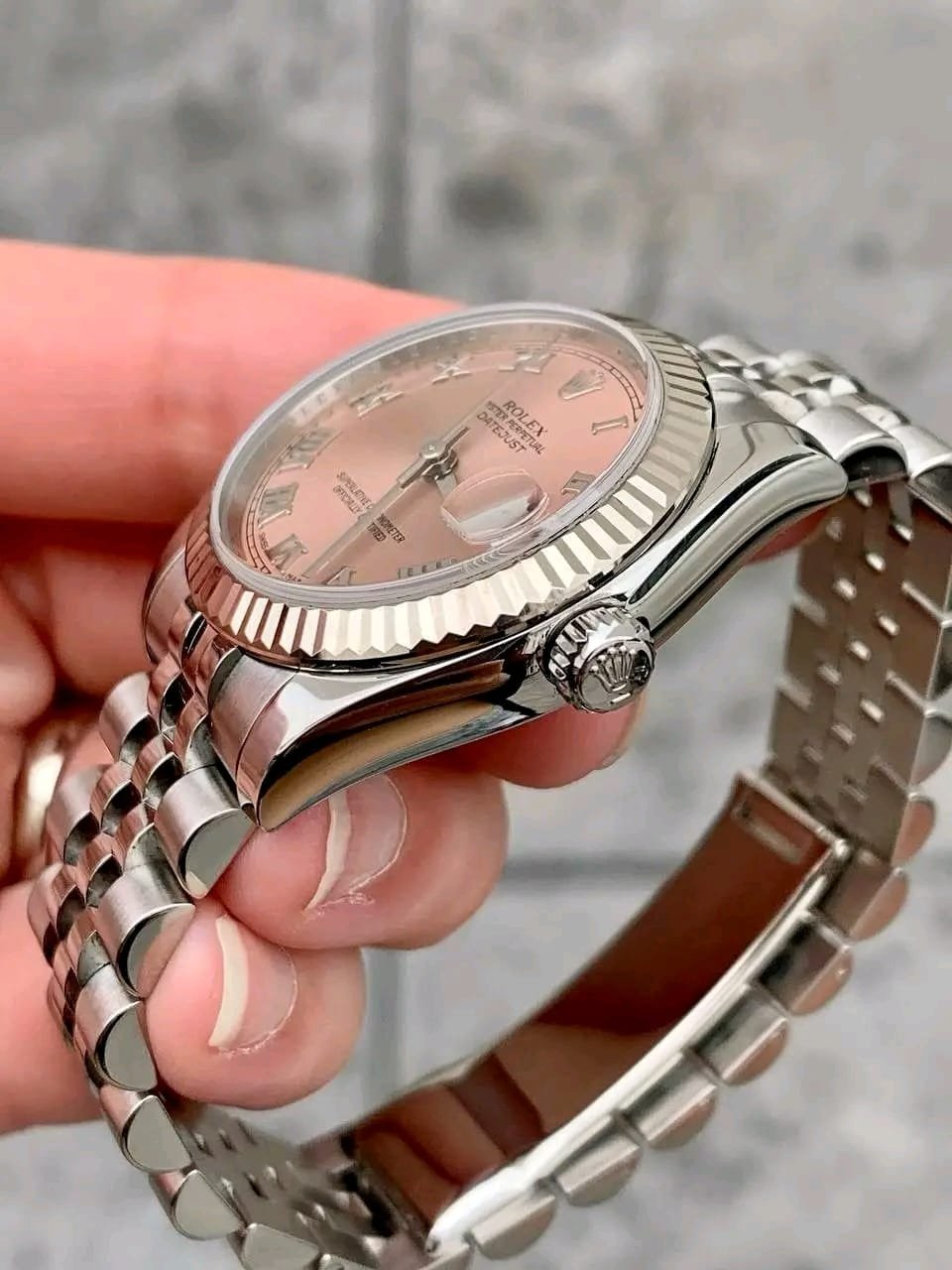 Bust Down Rolex – 2010 Rolex Datejust 31mm Ref. 178274 Pink Roman Dial White Gold Fluted Bezel Jubilee Bracelet Like New Full Set - Image 3