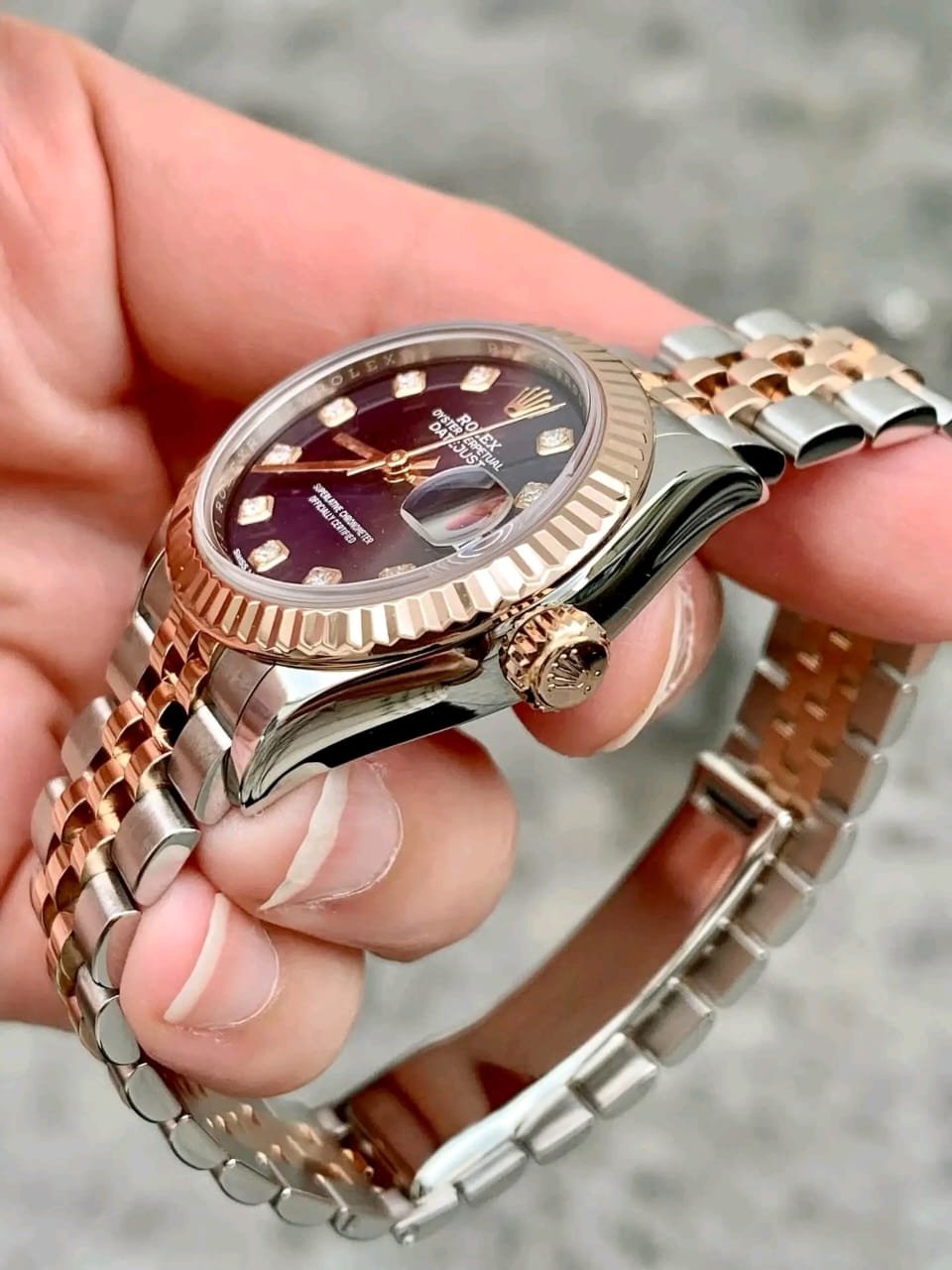 Rolex Ladies Datejust 28mm Crown Side Profile