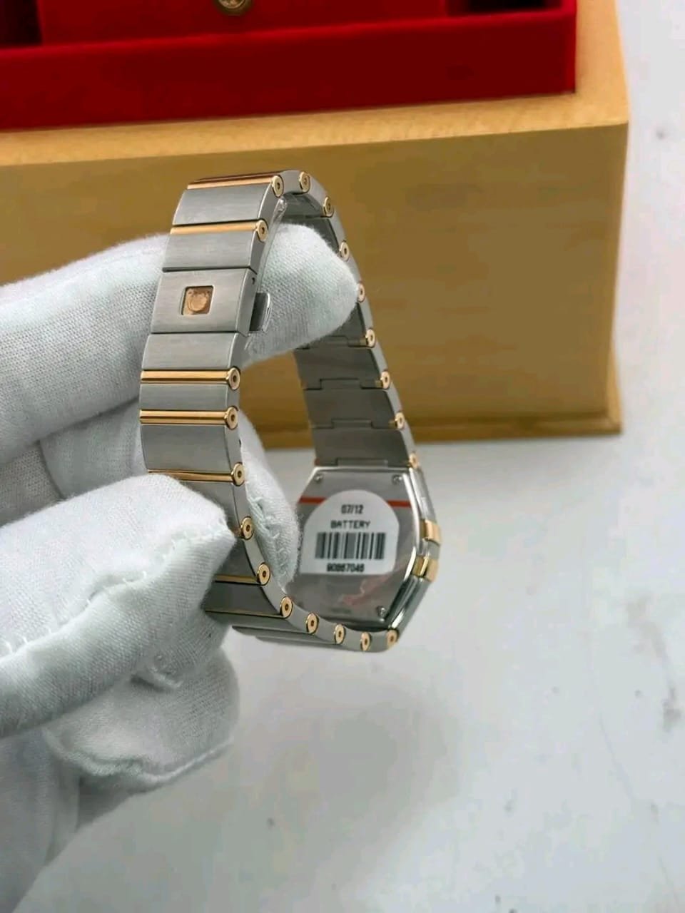 Omega Constellation Two-Tone Case and Bracelet Close-Up